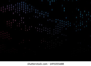 Dark Blue, Red vector pattern with dollar, USD, usa. Abstract illustration with colored financial digital symbols. The pattern can be used for financial, investment websites.