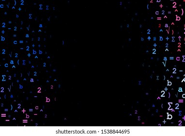 Dark Blue, Red vector pattern with arithmetic signs. Colored mathematic signs with gradient on white background. Pattern for ads, booklets, leaflets of education.