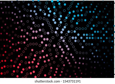 Dark Blue, Red vector pattern with spheres. Blurred bubbles on abstract background with colorful gradient. Design for posters, banners.