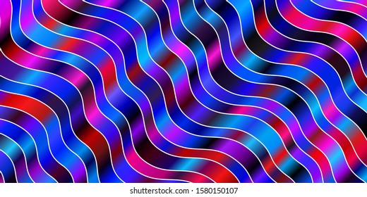 Dark Blue, Red vector pattern with wry lines. Colorful illustration with curved lines. Pattern for commercials, ads.