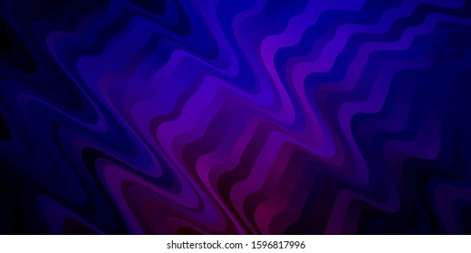 Dark Blue, Red vector pattern with wry lines. Illustration in halftone style with gradient curves. Design for your business promotion.