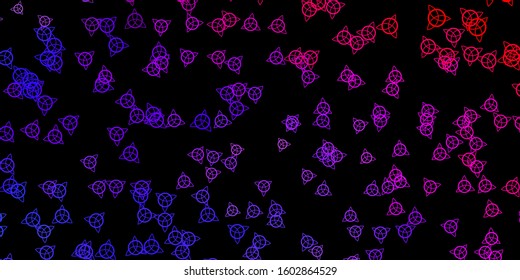 Dark Blue, Red vector pattern with magic elements. Illustration with magical signs of spiritual power. Simple design for occult depiction.