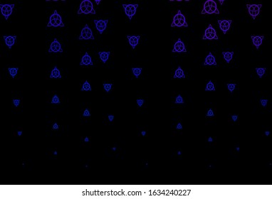 Dark Blue, Red vector pattern with magic elements. Retro design in abstract style with witchcraft forms. Background for esoteric, mystic designs.
