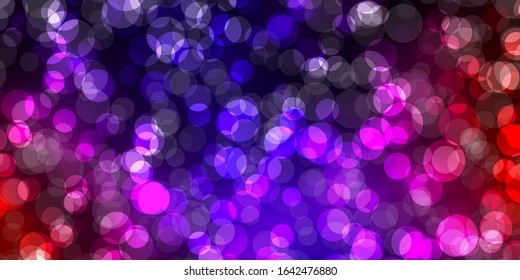 Dark Blue, Red vector pattern with spheres. Abstract illustration with colorful spots in nature style. Pattern for wallpapers, curtains.