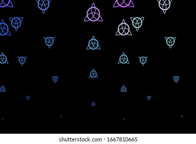 Dark Blue, Red vector pattern with magic elements. Retro design in abstract style with witchcraft forms. Simple base for your occult design.