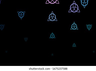Dark Blue, Red vector pattern with magic elements. Colorful mystic symbols with a gradient in ancient style. Best design halloween events.