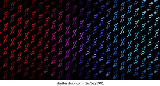 Dark Blue, Red vector pattern with feminism elements. Simple design in abstract style with women’s rights activism. Simple design for your web site.