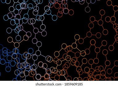 Dark Blue, Red vector pattern with artificial intelligence network. Abstract illustration with links and dots of AI. Design for depiction of cyber innovations.
