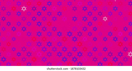 Dark blue, red vector pattern with coronavirus elements. Colorful  gradient illness symbols in simple abstract style. Wallpaper for health protection.