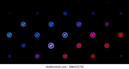 Dark Blue, Red vector pattern with coronavirus elements. Smart illustration with covid signs in decorative style. Best design for quarantine events.