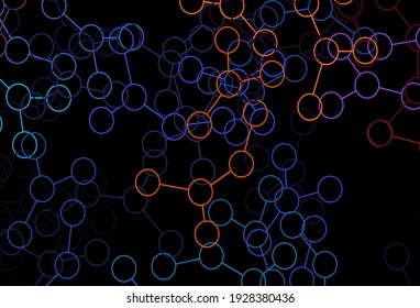 Dark Blue, Red vector pattern with artificial intelligence network. Colorful design in simple style with AI links. Design for depiction of cyber innovations.