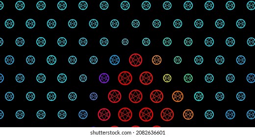 Dark Blue, Red vector pattern with magic elements. Colorful mystic symbols with a gradient in ancient style. Simple design for occult depiction.