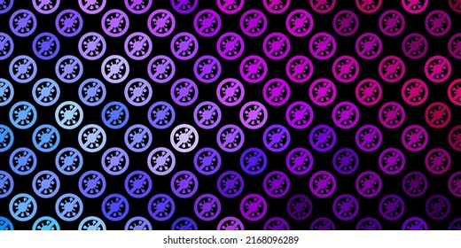 Dark Blue, Red vector pattern with coronavirus elements. Colorful  gradient illness symbols in simple abstract style. Best design for quarantine events.