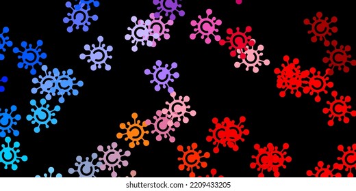 Dark blue, red vector pattern with coronavirus elements. Abstract illustration with biological gradient shapes. Best design for quarantine events.