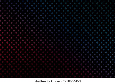 Dark blue, red vector pattern with symbol of cards. Colored illustration with hearts, spades, clubs, diamonds. Smart design for your business advert of casinos.
