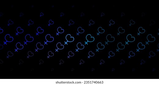 Dark Blue, Red vector pattern with feminism elements. Illustration with signs of women's strength and power. Background for International Women’s Day.