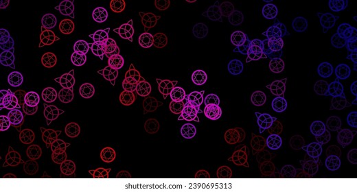 Dark Blue, Red vector pattern with magic elements. Retro design in abstract style with witchcraft forms. Simple design for occult depiction.