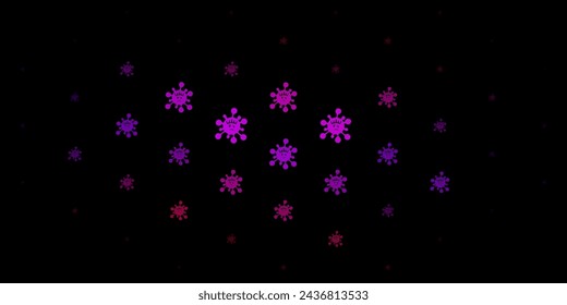 Dark blue, red vector pattern with coronavirus elements. Abstract illustration with biological gradient shapes. Simple drawing against danger fever.