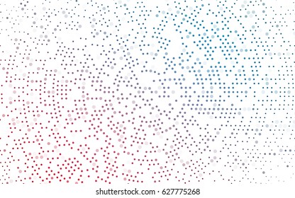 Dark Blue, Red vector pattern with colored spheres. Geometric sample of repeating circles on white background in halftone style.