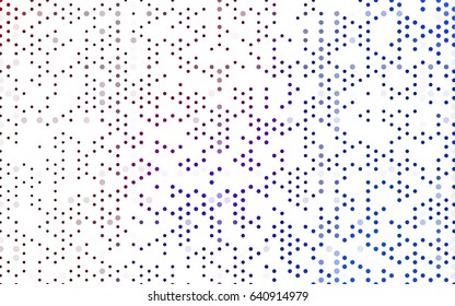 Dark Blue, Red vector pattern with colored spheres. Geometric sample of repeating circles on white background in halftone style.