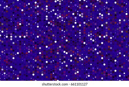 Dark Blue, Red vector pattern with colored spheres. Geometric sample of repeating circles on white background in halftone style.