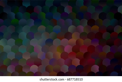 Dark Blue, Red vector red pattern of geometric circles, shapes. Colorful mosaic banner. Geometric background with colored disks.