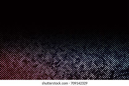 Dark Blue, Red vector pattern with colored spheres. Geometric sample of repeating circles on white background in halftone style.