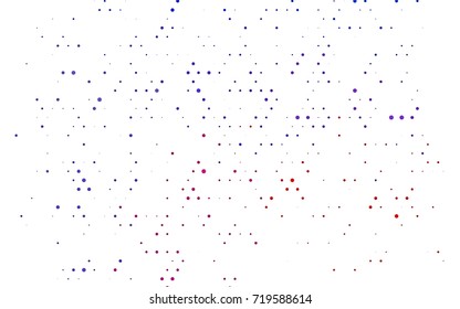 Dark Blue, Red vector pattern with colored spheres. Geometric sample of repeating circles on white background in halftone style.