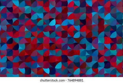 Dark Blue, Red vector pattern with colored spheres. Geometric sample of repeating circles on white background in halftone style.