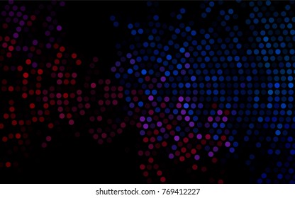 Dark Blue, Red vector red pattern of geometric circles, shapes. Colorful mosaic banner. Geometric background with colored disks.