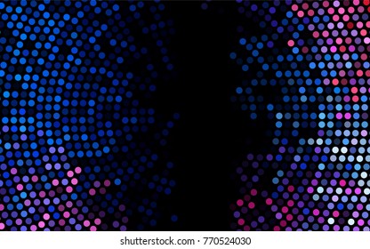 Dark Blue, Red vector pattern with colored spheres. Geometric sample of repeating circles on white background in halftone style.