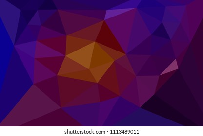 Dark Blue, Red vector polygonal background with a heart in a centre. Modern abstract illustration with triangles. Triangular pattern for your design.