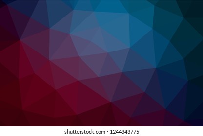 Dark Blue, Red vector polygonal background. Modern geometrical abstract illustration with gradient. The template can be used as a background for cell phones.