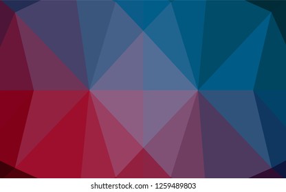 Dark Blue, Red vector polygonal background. Colorful illustration in abstract style with gradient. The best triangular design for your business.