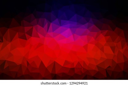Dark Blue, Red vector polygonal background. Glitter abstract illustration with an elegant triangles. Best triangular design for your business.