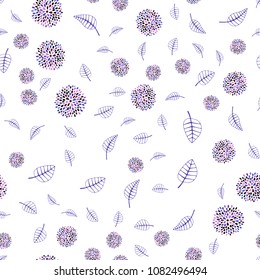Dark Blue, Red vector seamless doodle background with leaves and flowers. Doodle illustration of leaves and flowers in Origami style. Completely new template for your brand book.