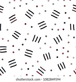 Dark Blue, Red vector seamless background with lines, ovals. Colorful seamless gradient with lines and signs of maths. Pattern for design of fabric, wallpapers.