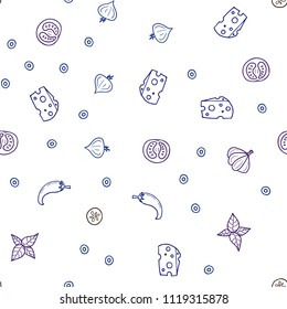 Dark Blue, Red vector seamless cover with cuisine gourmet. Glitter abstract sketch with gourmet food. Pattern for menu of cafes, bars, restaurants.
