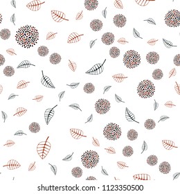 Dark Blue, Red vector seamless doodle background with leaves and flowers. Creative illustration in blurred style with leaves, flowers. Elegant pattern for your brand book.