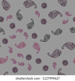 Dark Blue, Red vector seamless natural artwork with leaves and flowers. Colorful illustration in doodle style with leaves, flowers. Brand new design for your business.