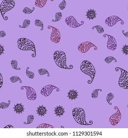 Dark Blue, Red vector seamless doodle background with leaves and flowers. Creative illustration in blurred style with leaves, flowers. Doodle design can be used for your web site.