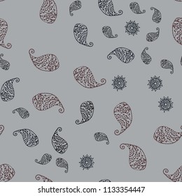 Dark Blue, Red vector seamless doodle texture with leaves and flowers. Brand new colored illustration with leaves and flowers. Completely new template for your brand book.