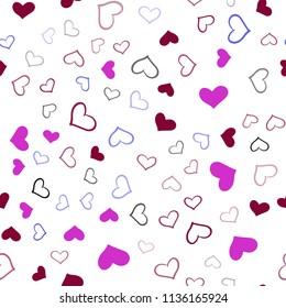 Dark Blue, Red vector seamless layout with sweet hearts. Glitter abstract illustration with colorful hearts in romantic style. Pattern for marriage gifts, congratulations.