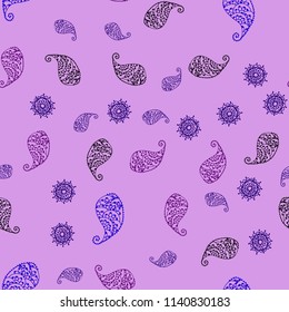 Dark Blue, Red vector seamless doodle background with leaves and flowers. Shining colored illustration with leaves and flowers. Doodle design can be used for your web site.