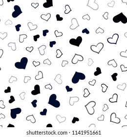Dark Blue, Red vector seamless template with doodle hearts. Decorative shining illustration with hearts on abstract template. Beautiful design for your business advert of anniversary.