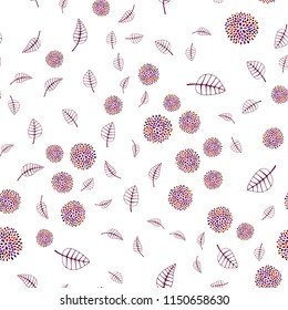 Dark Blue, Red vector seamless natural pattern with leaves and flowers. Leaves and flowers with gradient on white background. Pattern for heads of websites and designs.