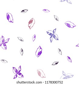 Dark Blue, Red vector seamless doodle pattern with leaves. Modern geometrical abstract illustration with leaves. Pattern for trendy fabric, wallpapers.