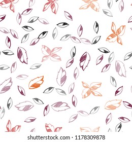 Dark Blue, Red vector seamless natural artwork with leaves. leaves on blurred abstract background with gradient. Pattern for design of window blinds, curtains.