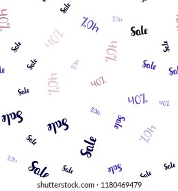 Dark Blue, Red vector seamless pattern with 40 percentage signs. Illustration with signs of sales on abstract template. Backdrop for ads, leaflets of Black Friday.