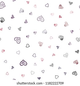Dark Blue, Red vector seamless template with doodle hearts. Hearts on blurred abstract background with colorful gradient. Design for ad, poster, banner of Valentine Day.